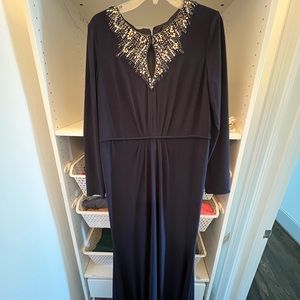 Navy Gown with Beaded Detailing
